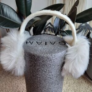 Surell Faux Fur Earmuffs With Knit Headband And Bronze Stud Aceents